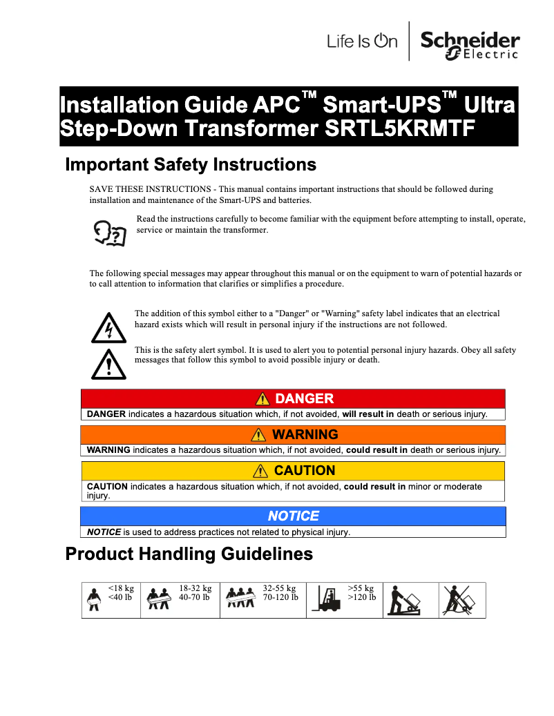Image de la première page du manuel de l'appareil Smart-UPS Ultra SRTL5KRMTF