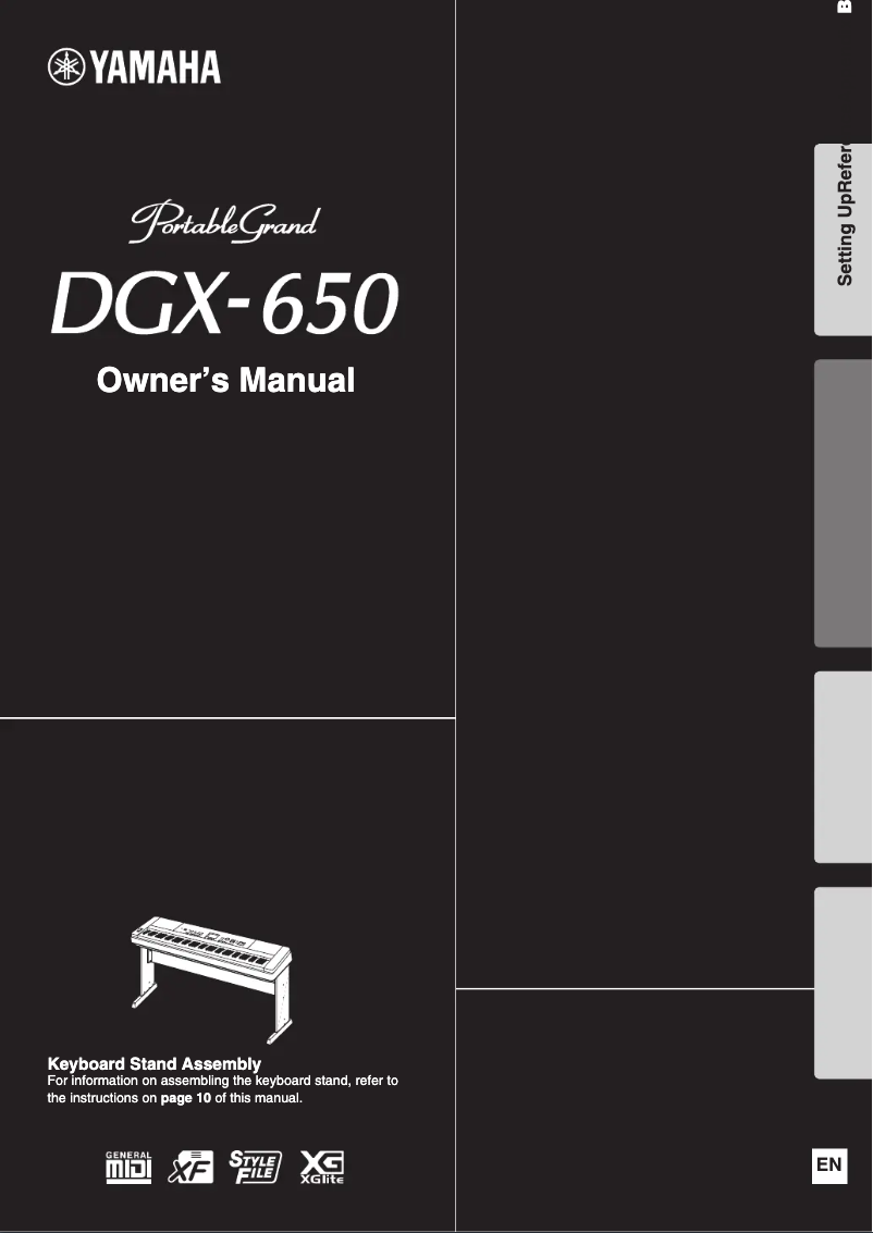 Page 1 de la notice Manuel utilisateur Yamaha PortableGrand DGX-650