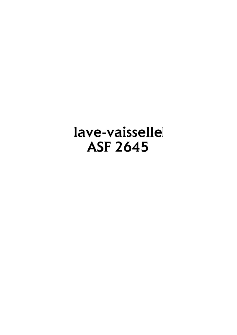 Image de la première page du manuel de l'appareil ASF 2645