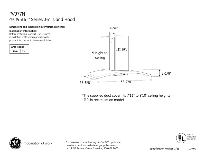 Page n°1 - Fiche technique GE PV977NSS