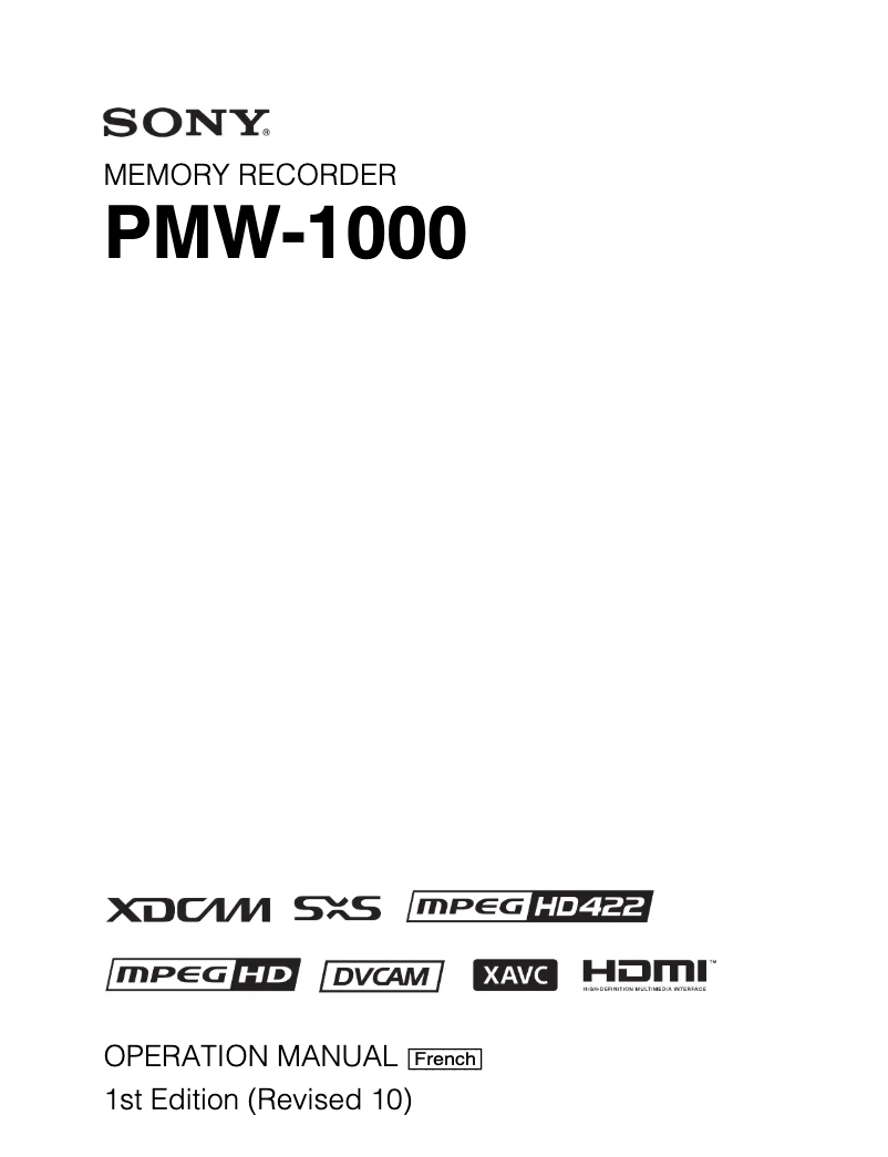 Image de la première page du manuel de l'appareil PMW-1000