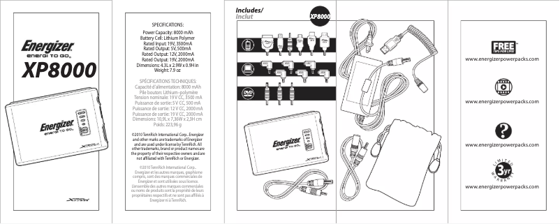 First page image of the manual for XP8000