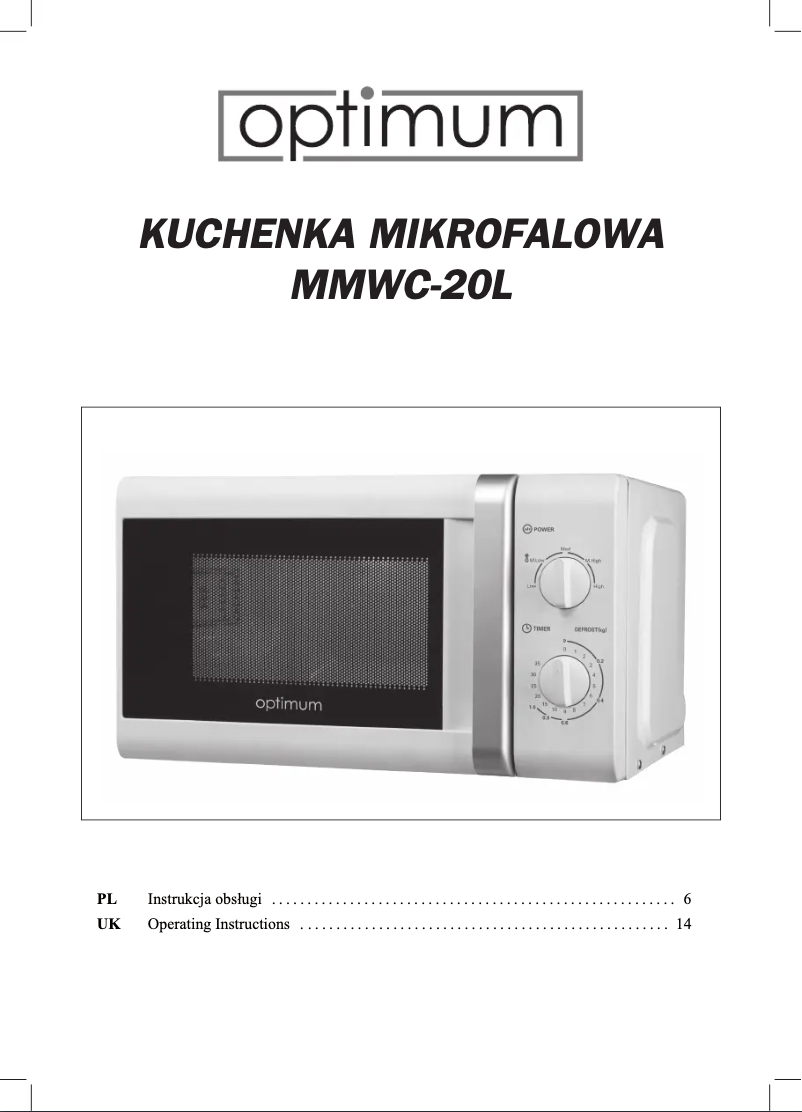 Page n°1 - Manuel utilisateur Optimum MMW-C20L