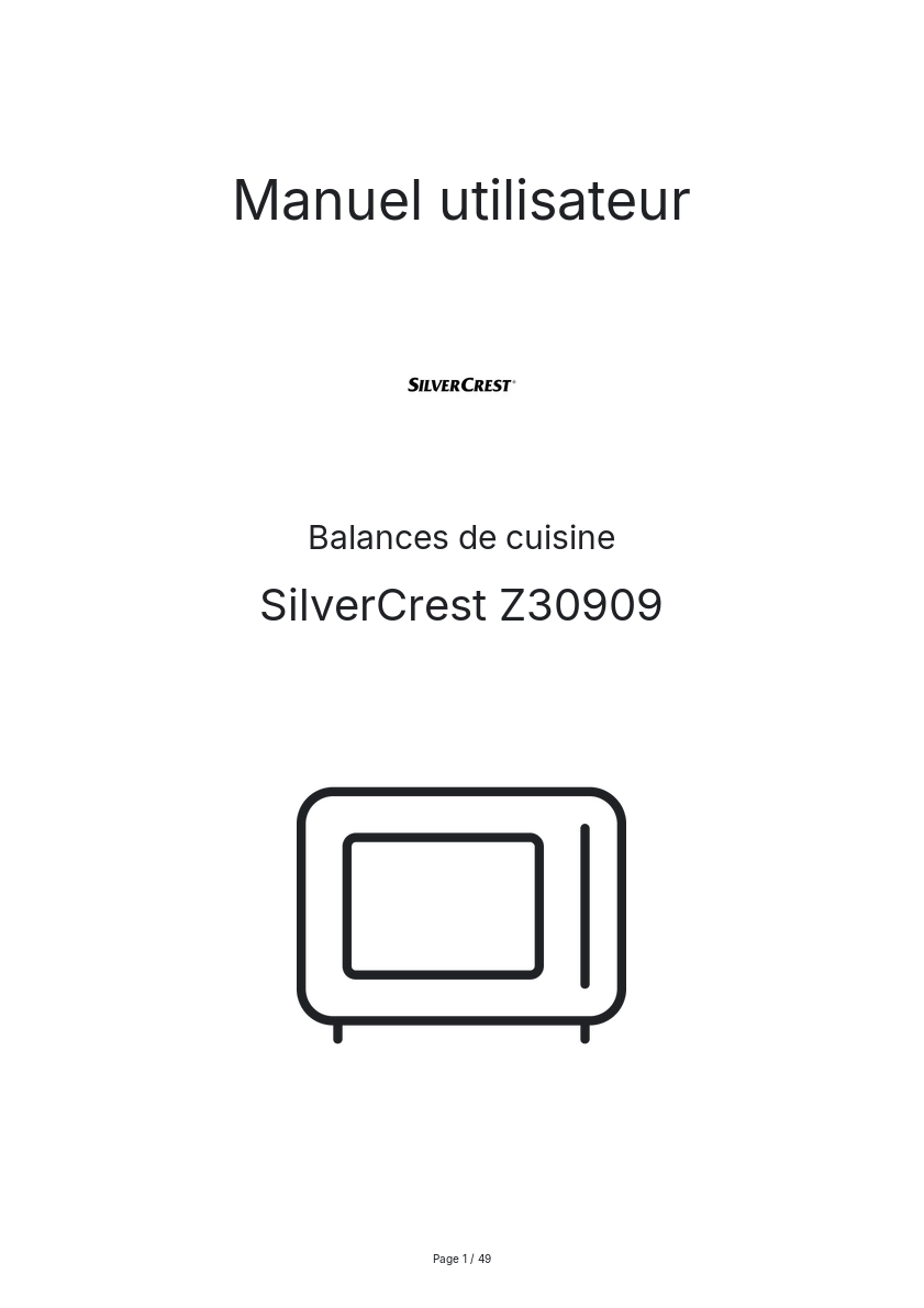 Image de la première page du manuel de l'appareil Z30909