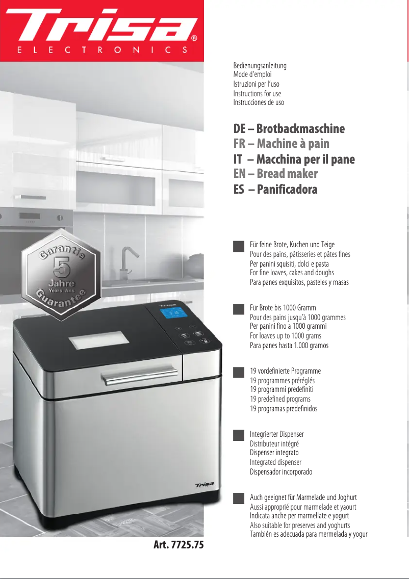 Page 1 de la notice Manuel utilisateur Trisa Gourmet 7725