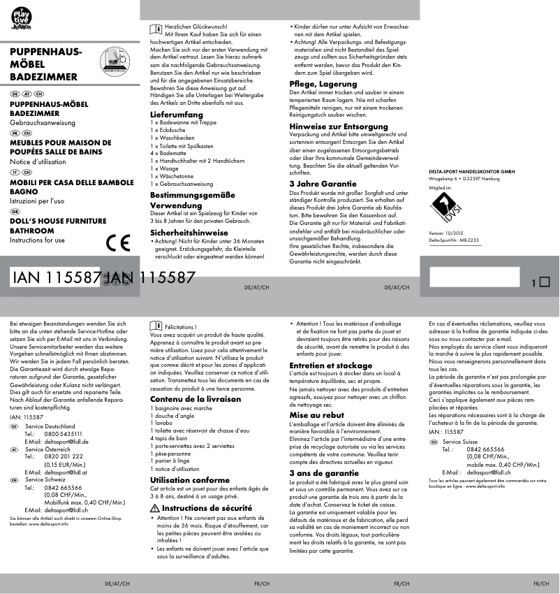 Page 1 de la notice Manuel utilisateur Playtive IAN 115587