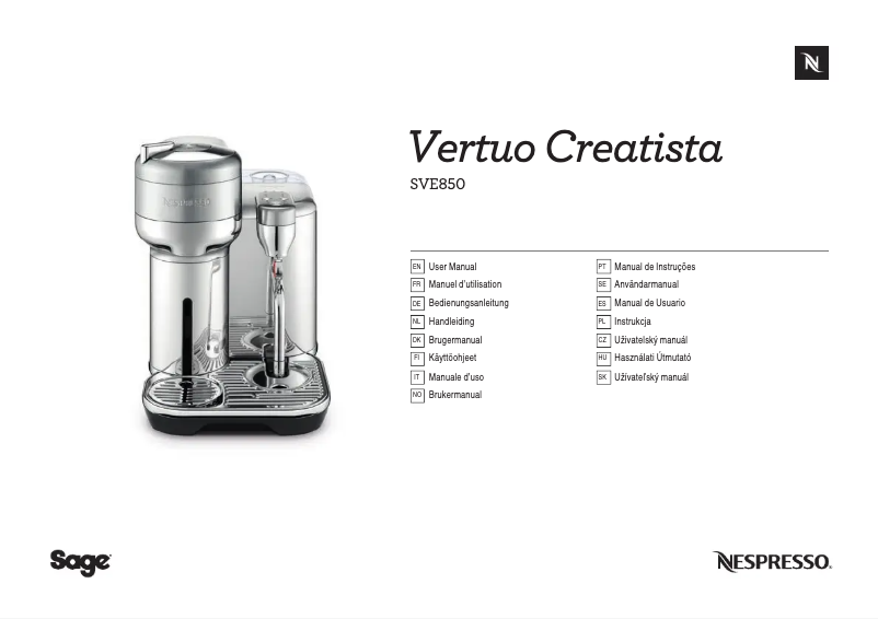 Page n°1 - Manuel utilisateur Sage the Vertuo Creatista SVE850