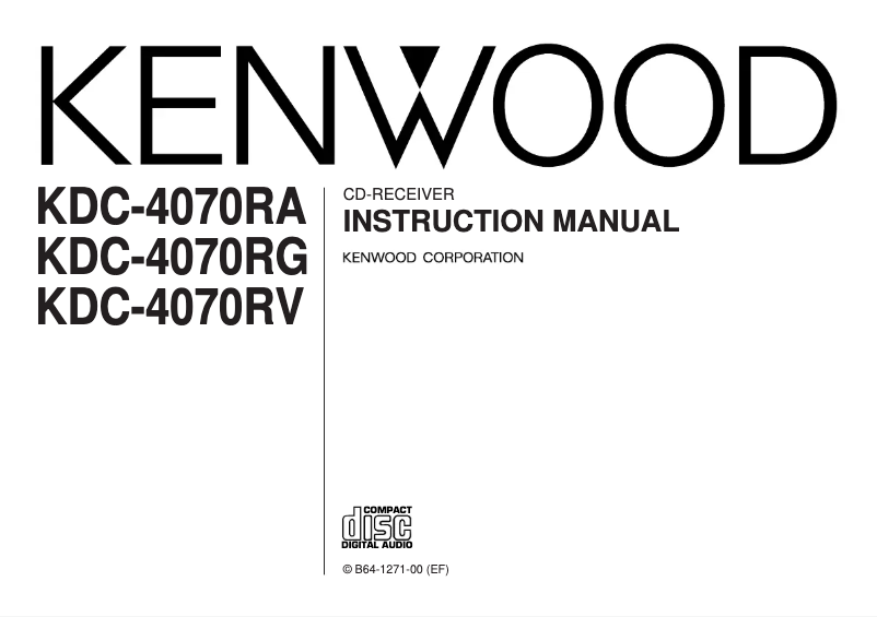 Page 1 de la notice Manuel utilisateur Kenwood KDC-4070RA