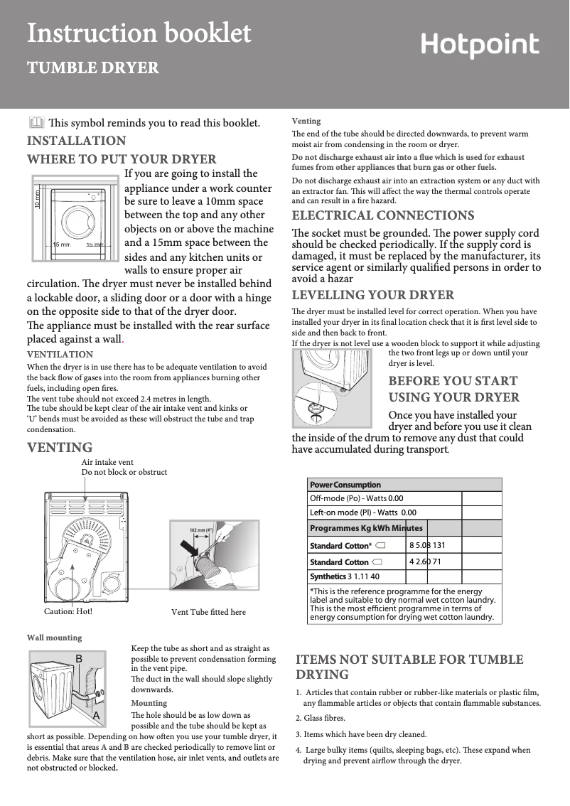 Page 1 de la notice Manuel utilisateur Hotpoint TVHM 80C P (UK)