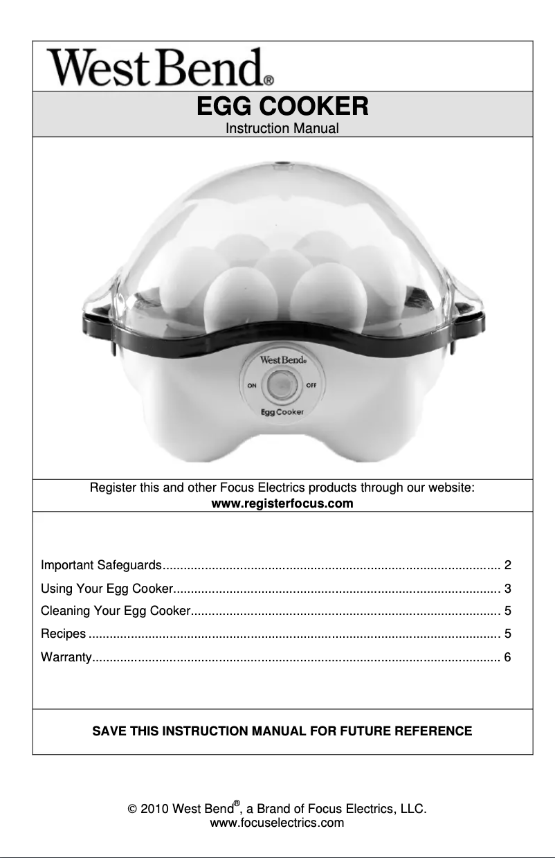 Page 1 de la notice Manuel utilisateur Focus Electrics 86628