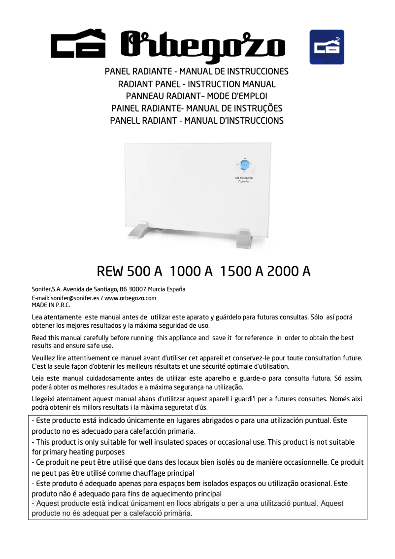 Page n°1 - Manuel utilisateur Orbegozo REW 1000