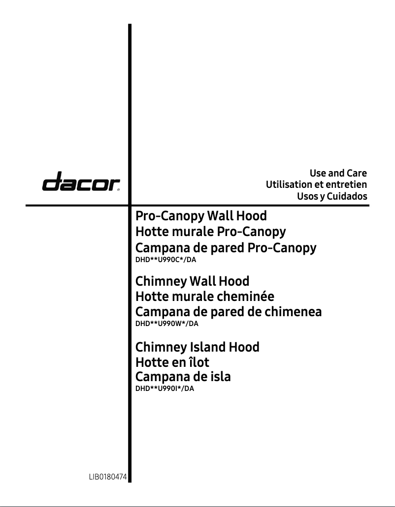 Page 1 de la notice Manuel d'utilisation et d'entretien Dacor DHD54U990IM