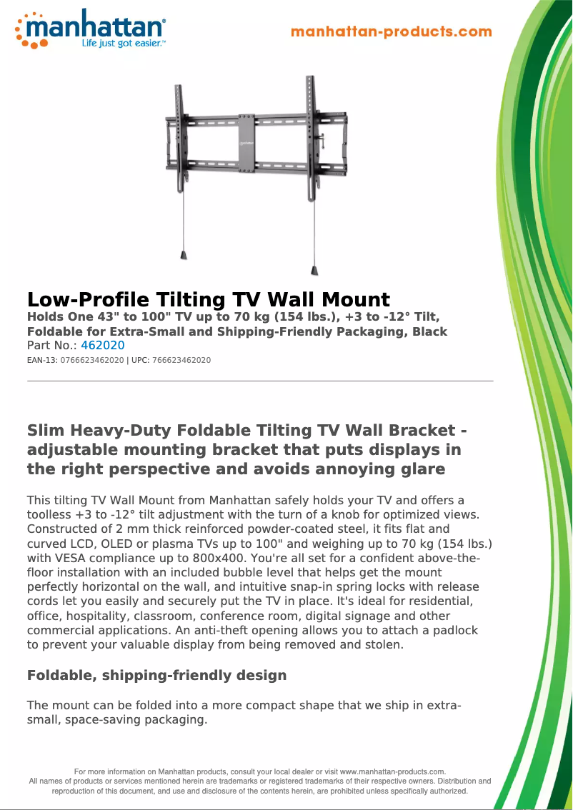 Page 1 de la notice Fiche technique Manhattan 462020