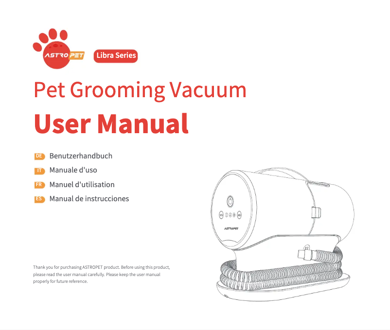 Page 1 de la notice Manuel utilisateur Astropet Libra Series