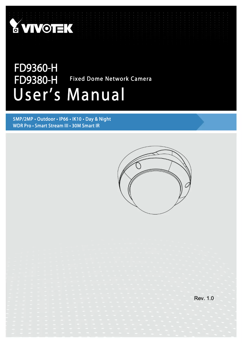 Image de la première page du manuel de l'appareil Fixed Dome FD9380-H