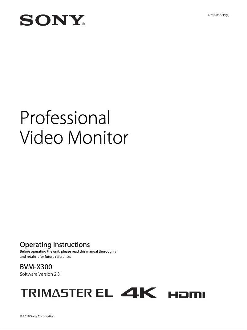 Imagen de la primera página del manual del dispositivo BVM-X300