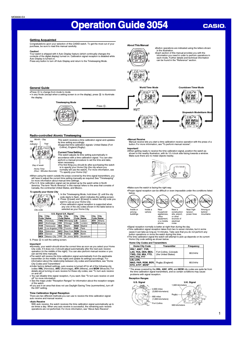 Page n°1 - Manuel utilisateur Casio WV58DA-1AV