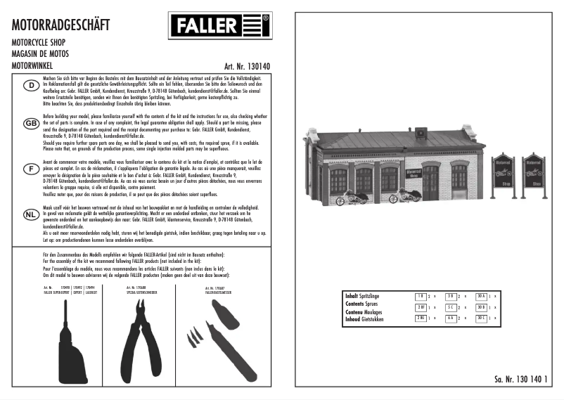 Page n°1 - Manuel utilisateur Faller 130140