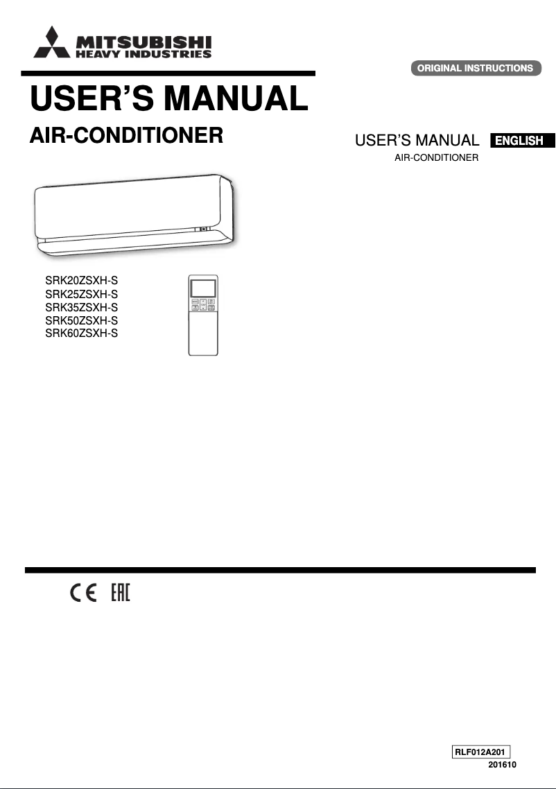 Page 1 de la notice Manuel utilisateur Mitsubishi SRK60ZSXH-S