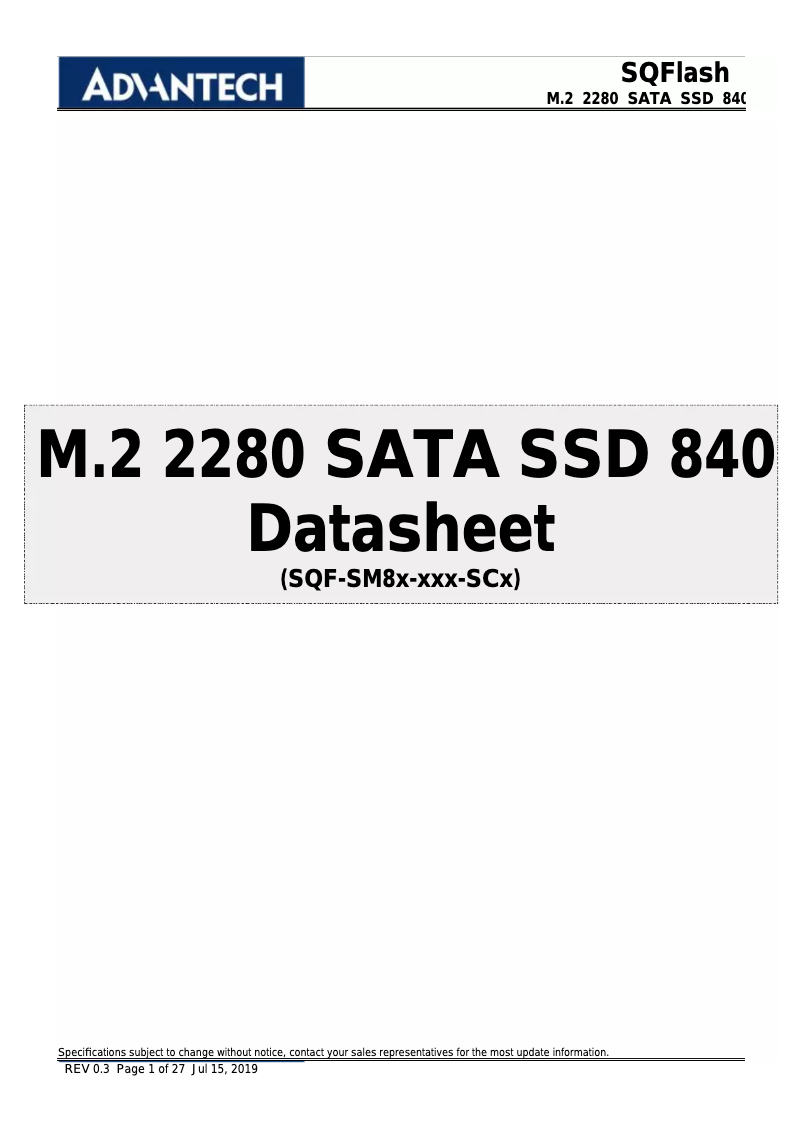 Page n°1 - Manuel utilisateur Advantech SQF-SM8V4-240G-SCE