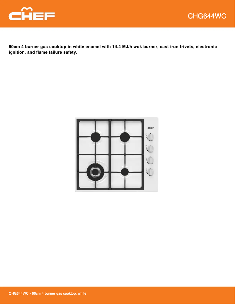 Página 1 del manual Ficha técnica Chef CHG644WC