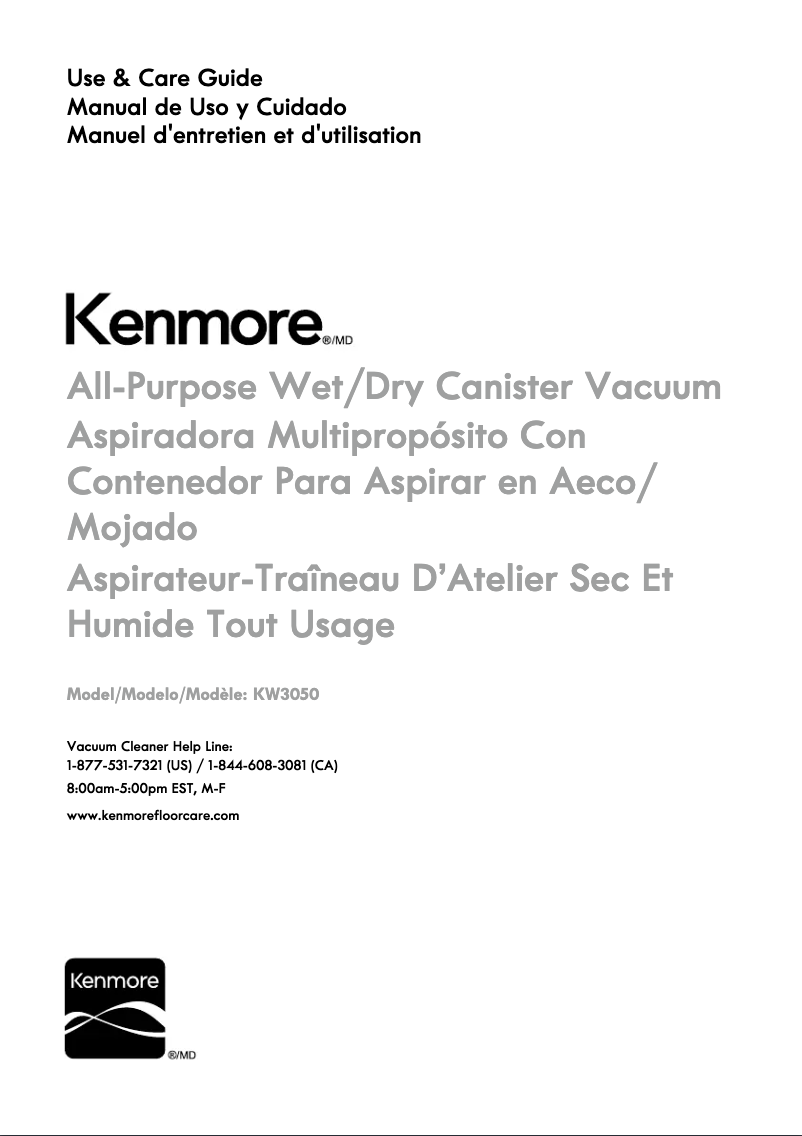 Page 1 de la notice Manuel utilisateur Kenmore KW3050