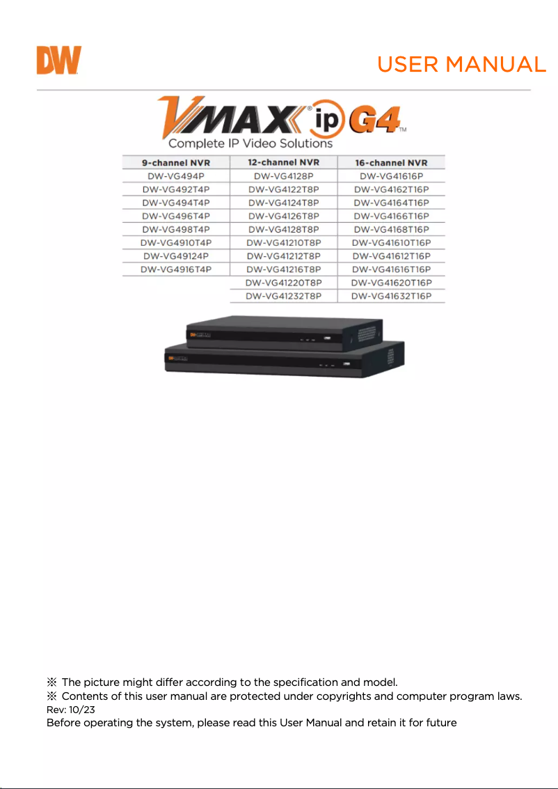 Image de la première page du manuel de l'appareil VMAX IP G4 DW-VG416