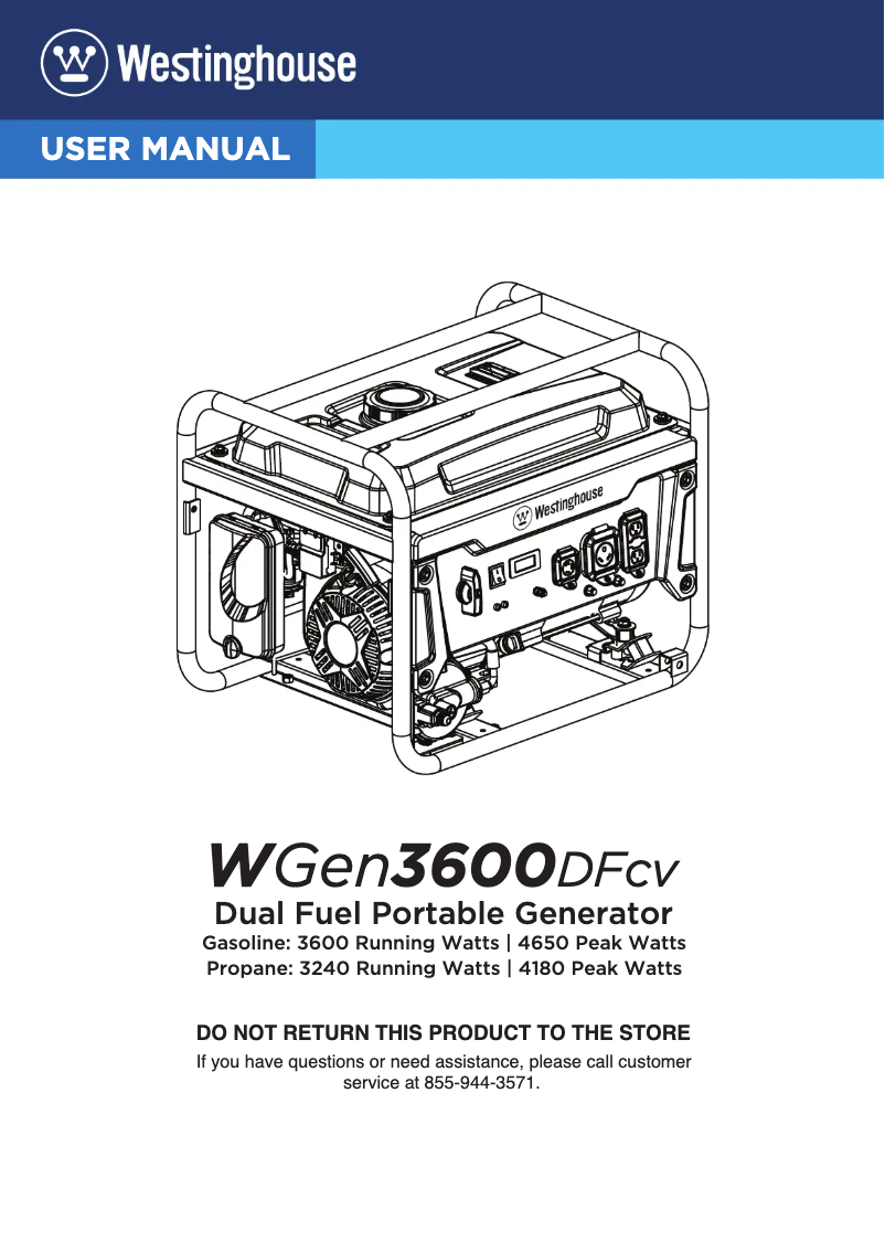 Image de la première page du manuel de l'appareil WGen3600DFcv