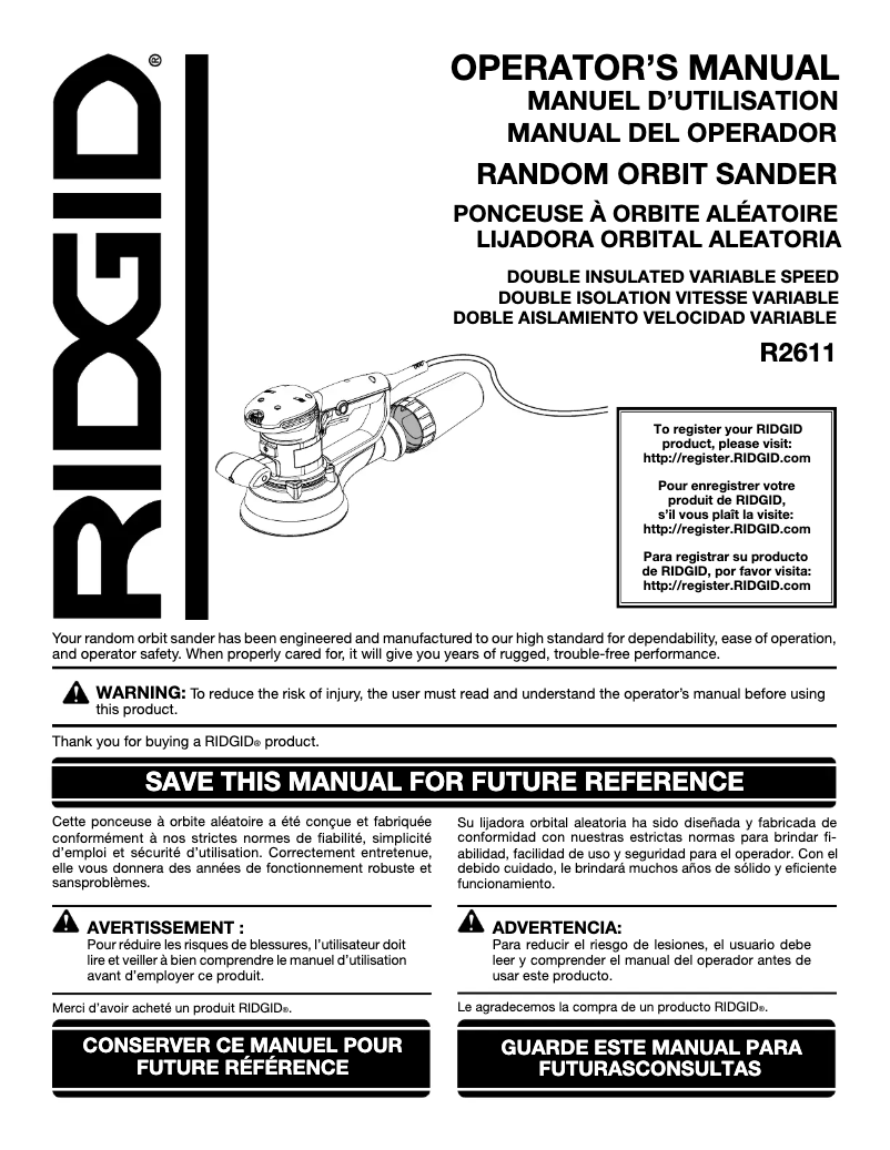 Page n°1 - Manuel utilisateur Ridgid R26111
