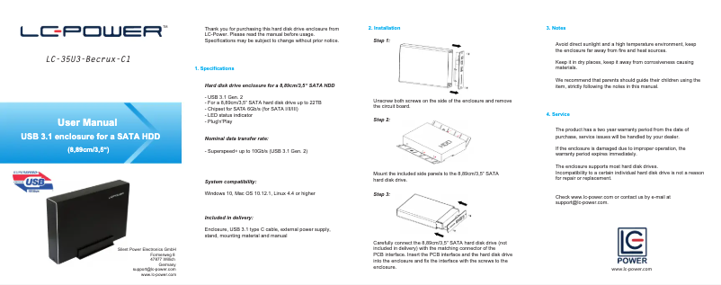 Page n°1 - Manuel utilisateur LC-Power LC-35U3-Becrux-C1