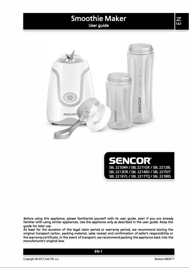 Page n°1 - Manuel utilisateur Sencor SBL 2214RD
