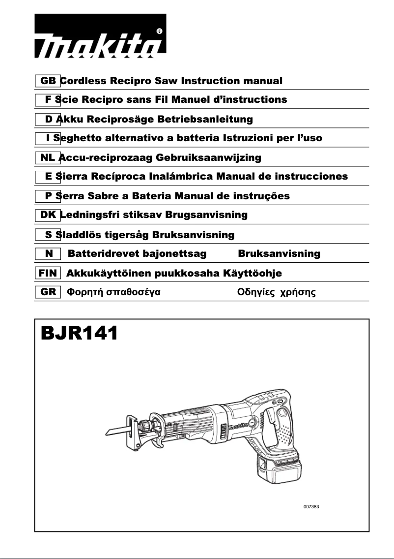 Page 1 de la notice Manuel utilisateur Makita BJR141