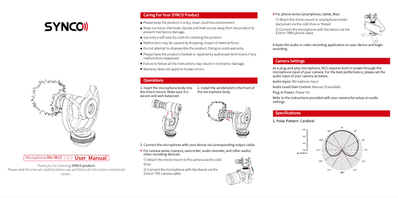 Page 1 de la notice Manuel utilisateur Synco Mic-M1S