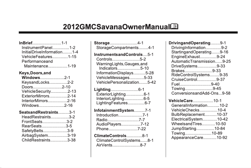 Image de la première page du manuel de l'appareil Savana 3500 (2012)