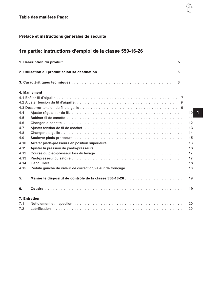 Page n°1 - Manuel utilisateur Dürkopp Adler 550-16-26
