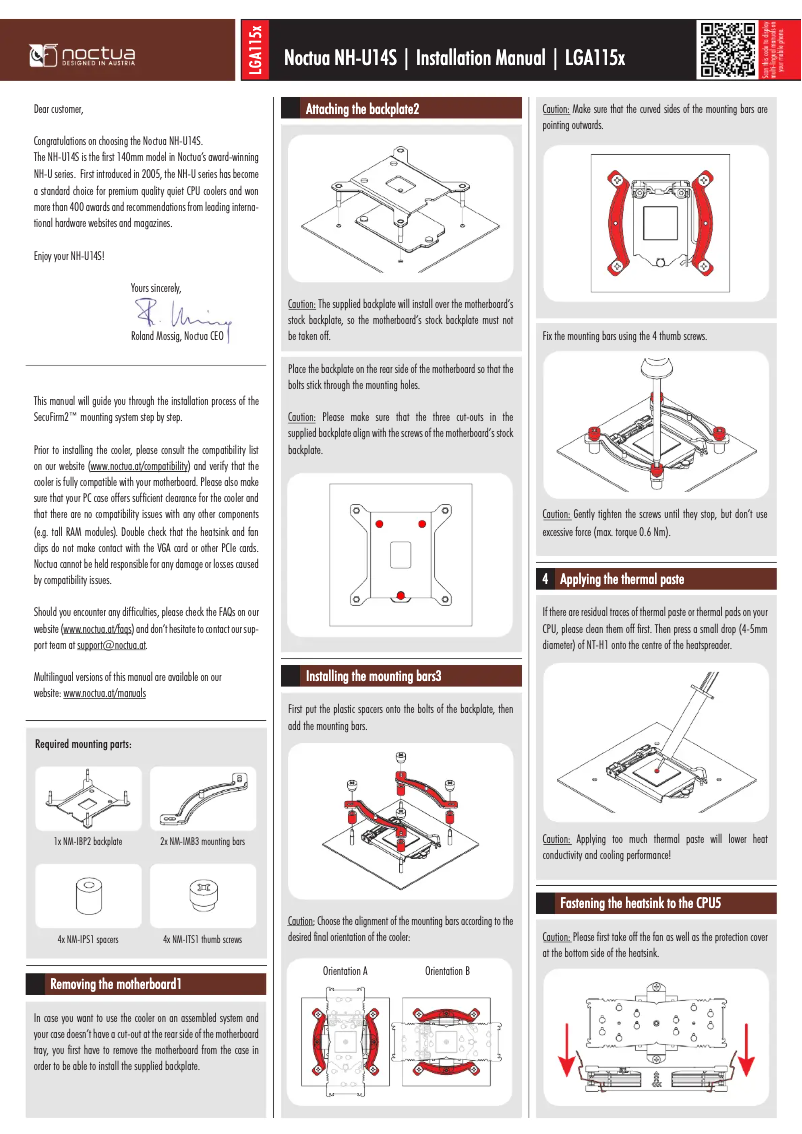 Página 1 del manual Manual de usuario Noctua NH-U14S DX-4189