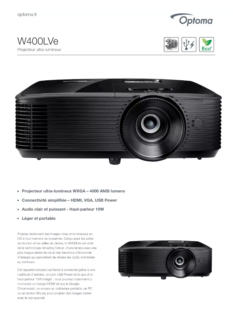 Image de la première page du manuel de l'appareil W400LVe