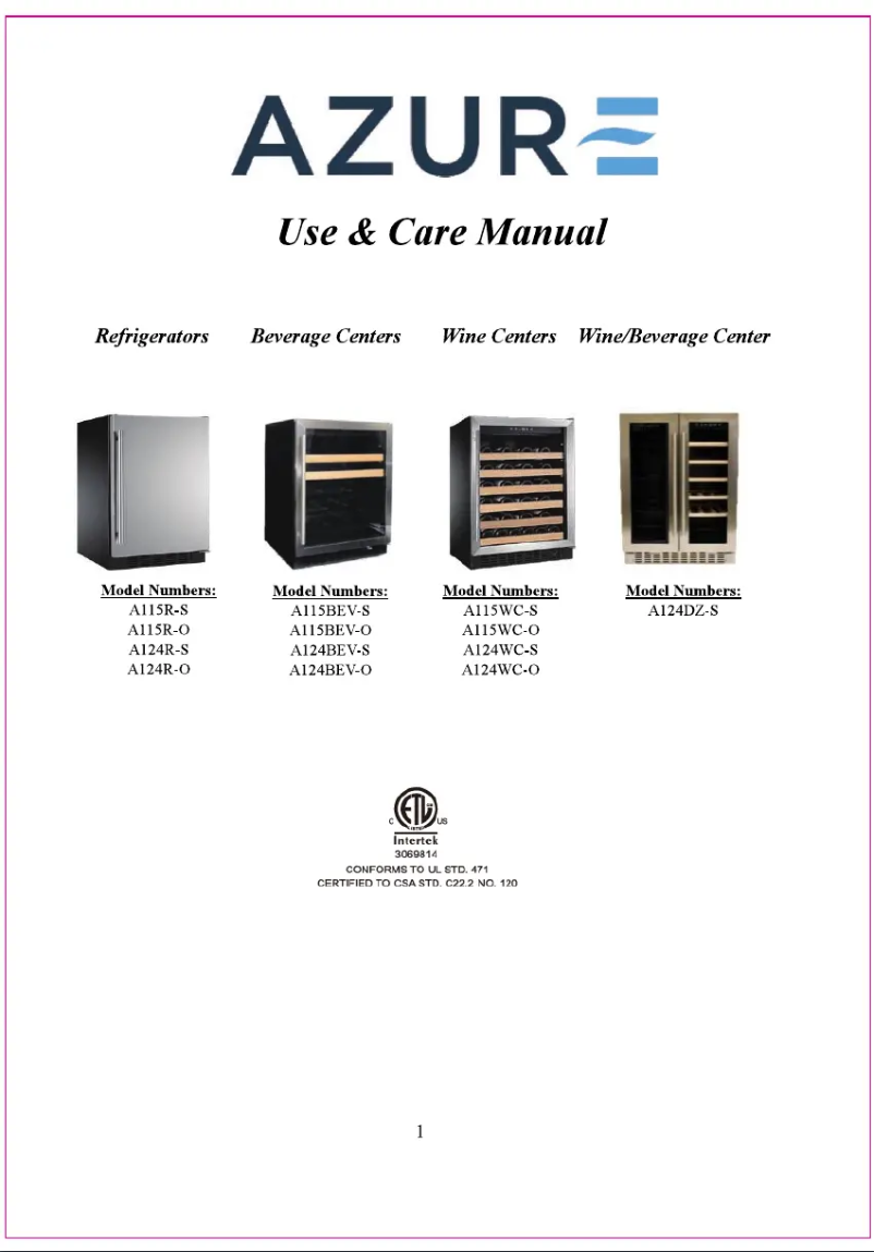 Page n°1 - Manuel d'utilisation et d'entretien Azure A115WC-S