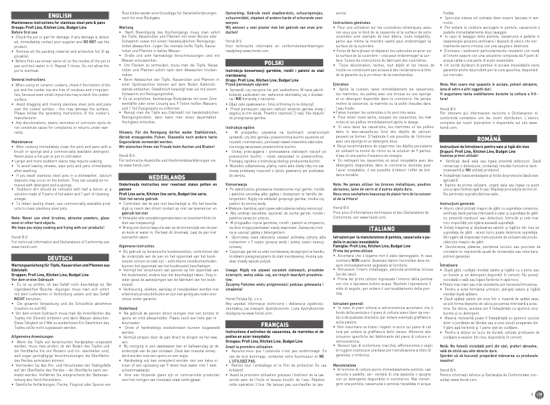 Page 1 de la notice Manuel utilisateur Hendi 839300