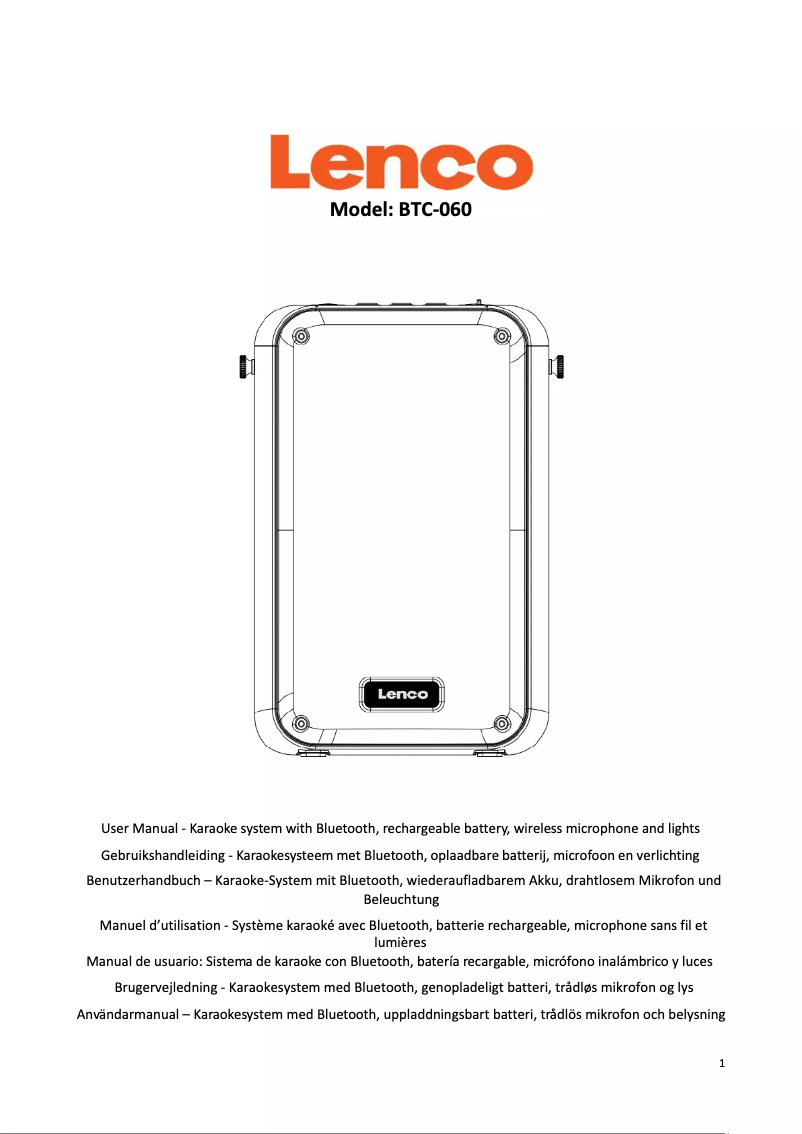 Page n°1 - Manuel utilisateur Lenco BTC-060