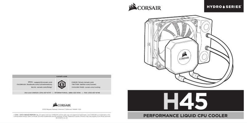 Page 1 de la notice Manuel utilisateur Corsair Hydro H45