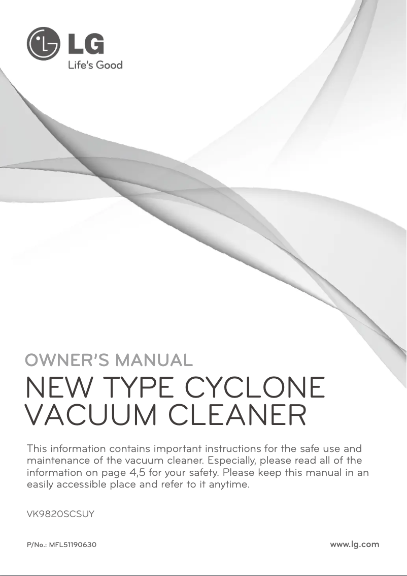 Page 1 de la notice Manuel utilisateur LG VK9820SCSUY