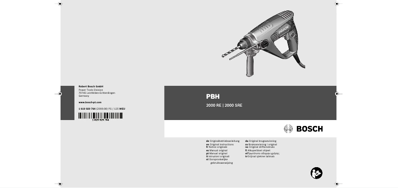 Image de la première page du manuel de l'appareil PBH 2000 SRE