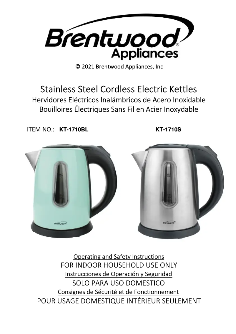 Page 1 de la notice Manuel utilisateur Brentwood KT-1710S