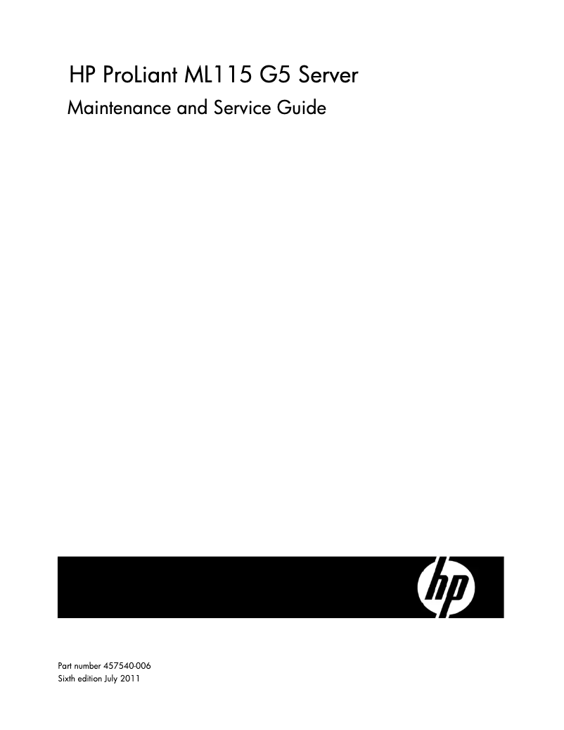 Page n°1 - Manuel utilisateur HP ProLiant ML115 G5