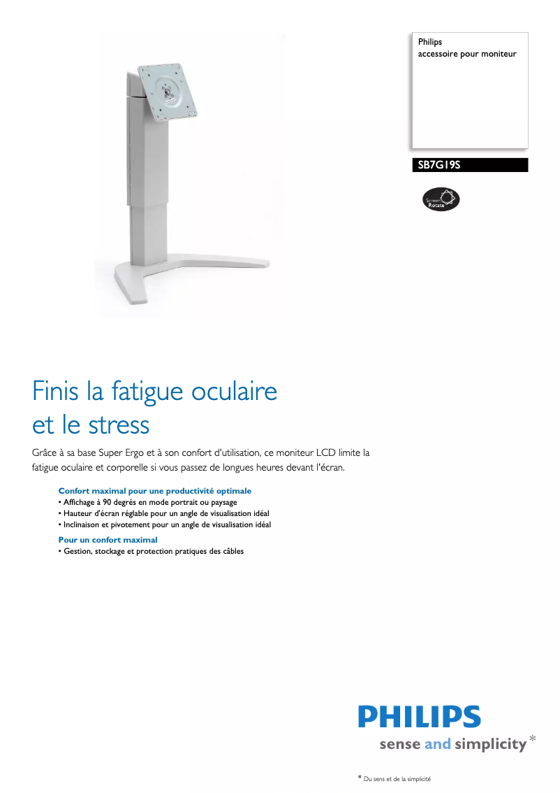 Image de la première page du manuel de l'appareil SB7G19S