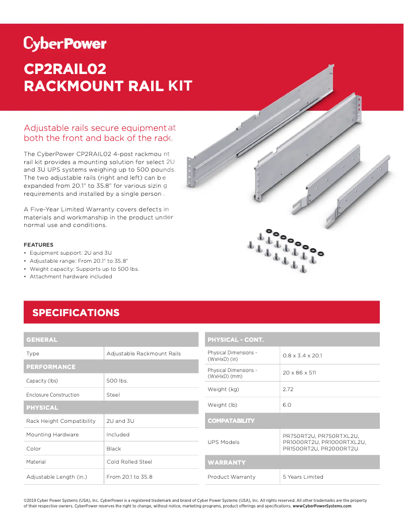 Page n°1 - Manuel utilisateur CyberPower CP2RAIL02