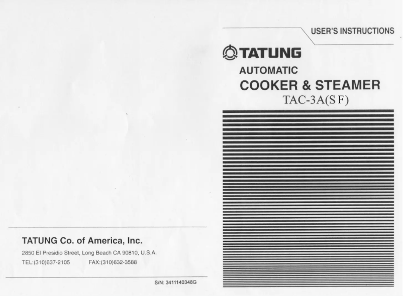 Page 1 de la notice Manuel utilisateur Tatung TAC-3A(SF)