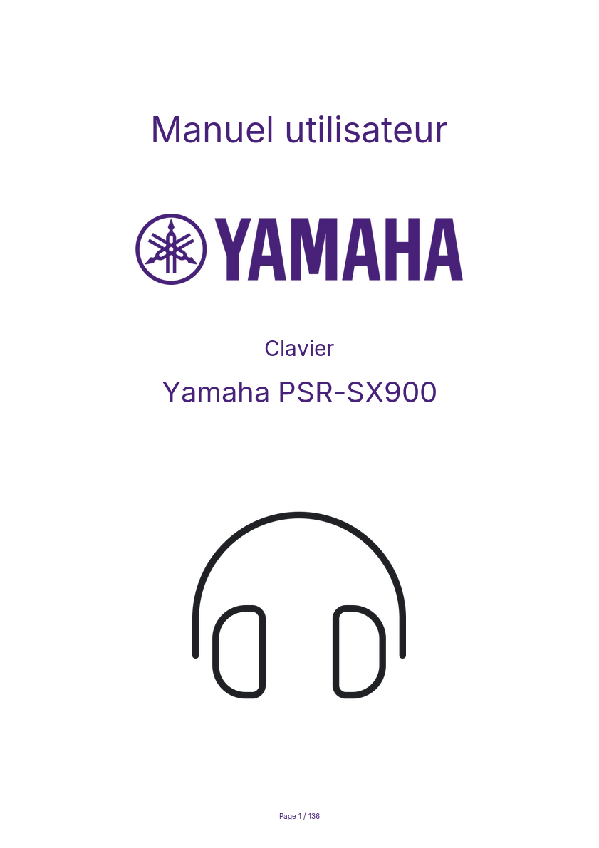 Page n°1 - Manuel utilisateur Yamaha PSR-SX900