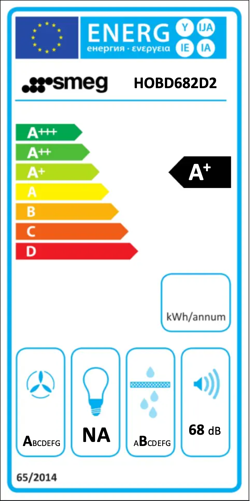 Page 1 de la notice Label énergétique Smeg HOBD682D2
